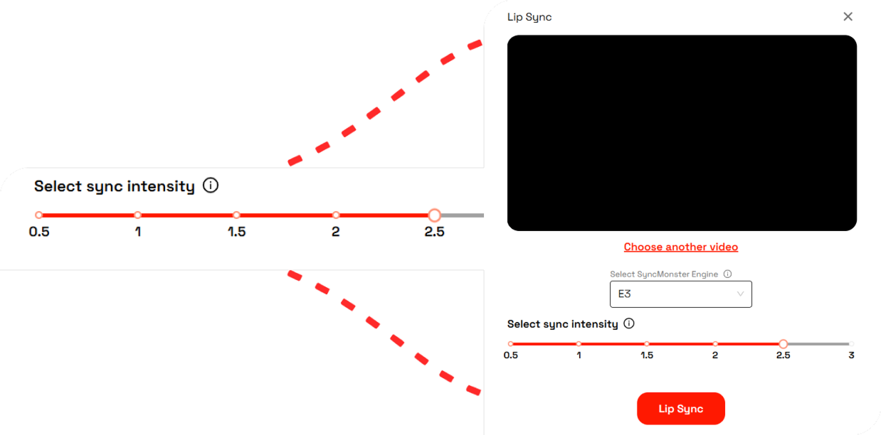 Lip sync intensity and engine controls in SyncMonster Studio allowing editors to fine-tune lip sync accuracy